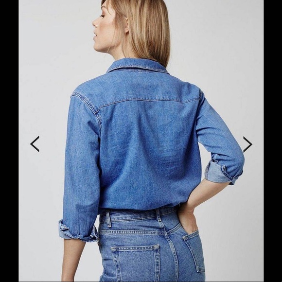 Topshop Denim Button Down Shirt - Picture 2 of 7